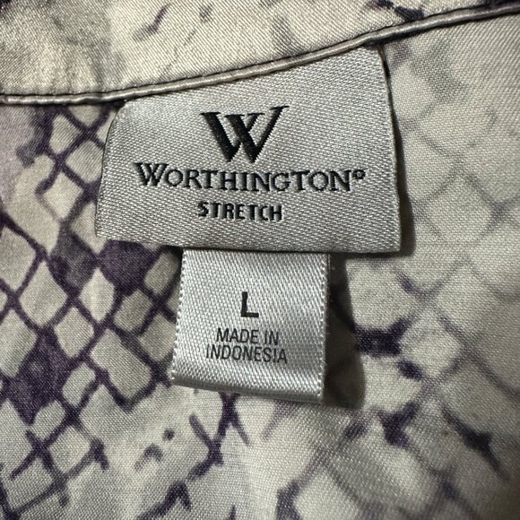 Worthington Purple Ombré Gradient Purple & Black Long Sleeve Button-Up Shirt L - Picture 6 of 6
